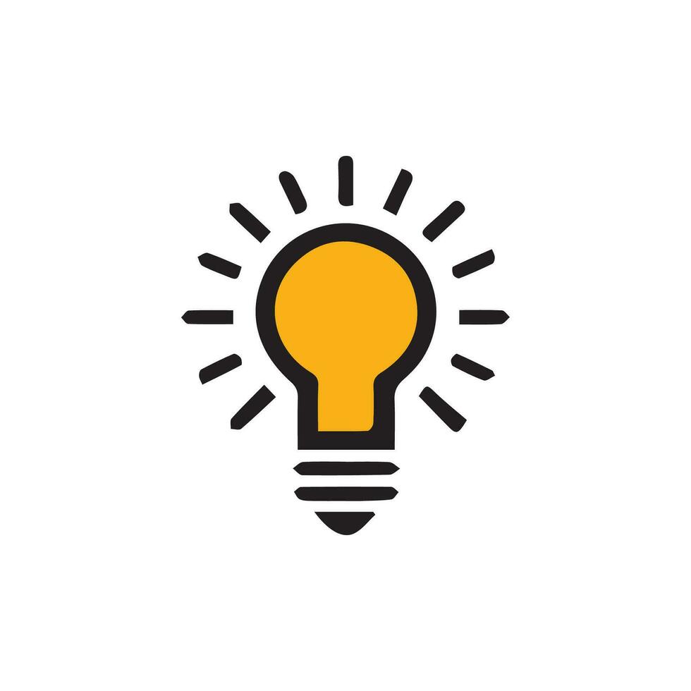 Lightbulb icon on light background. Idea symbol. Electric lamp, light, innovation, solution, creative thinking, electricity. Outline, flat and colored style. Flat design. vector