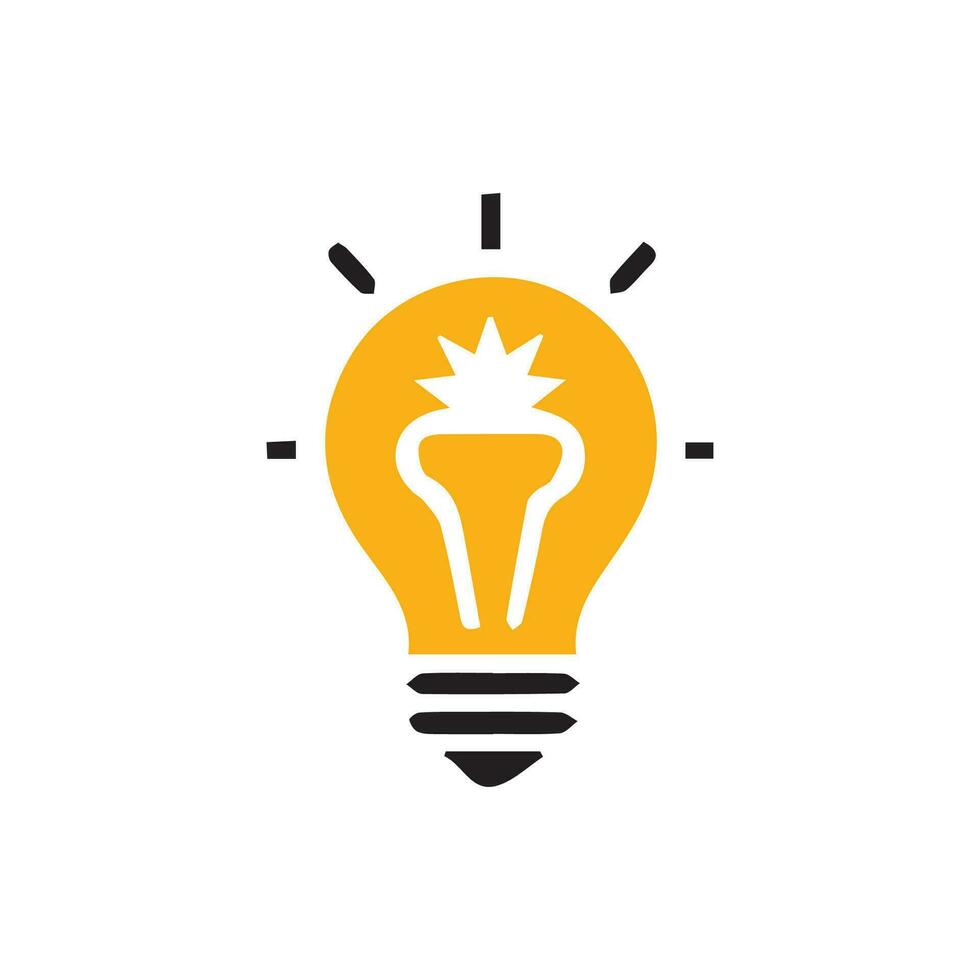 Lightbulb icon on light background. Idea symbol. Electric lamp, light, innovation, solution, creative thinking, electricity. Outline, flat and colored style. Flat design. vector