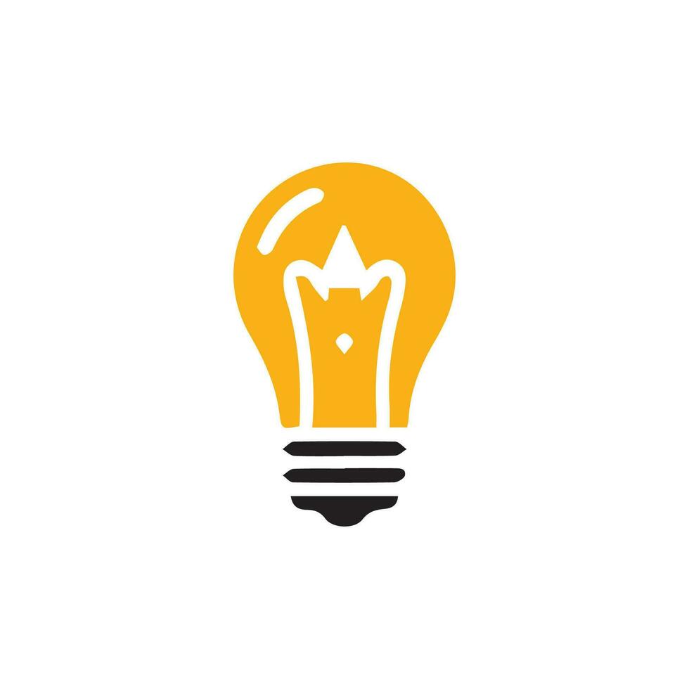 Lightbulb icon on light background. Idea symbol. Electric lamp, light, innovation, solution, creative thinking, electricity. Outline, flat and colored style. Flat design. vector