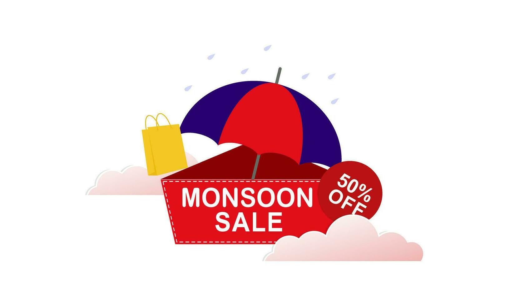 Monsoon mega sale banner template vector