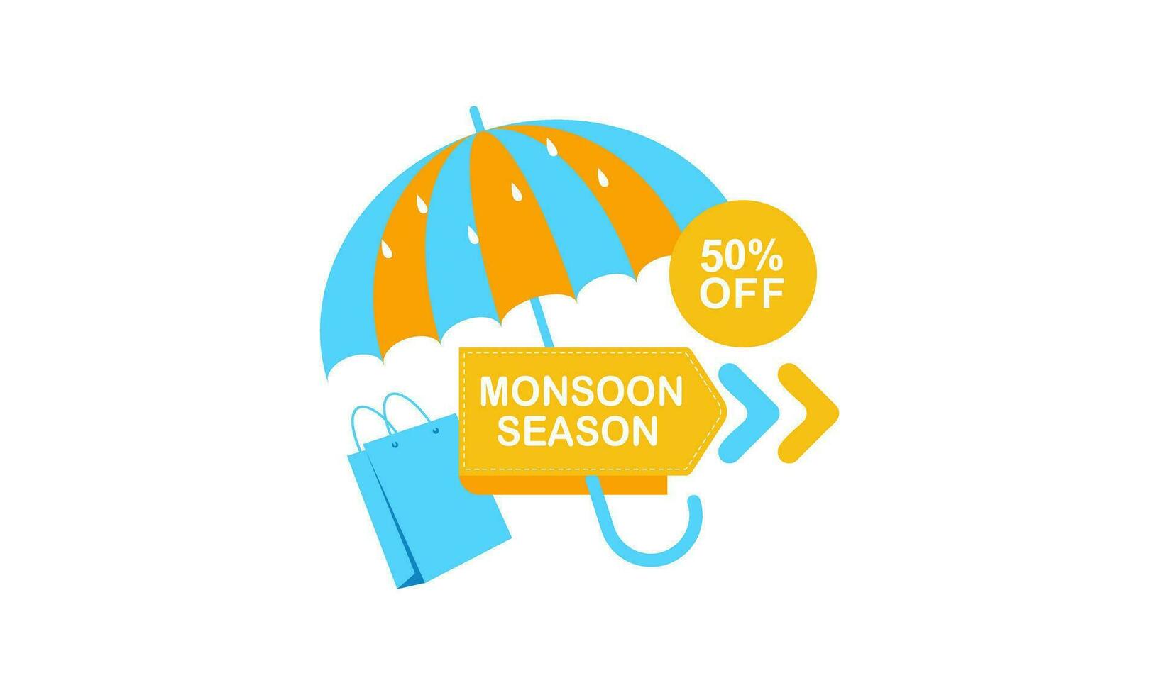 Monsoon mega sale banner template vector