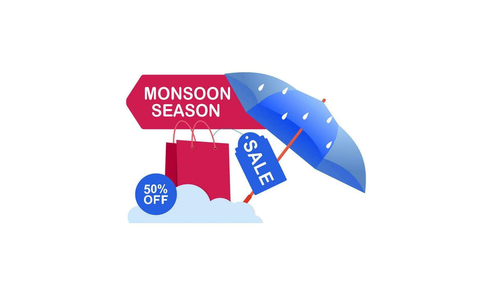 Monsoon mega sale banner template vector