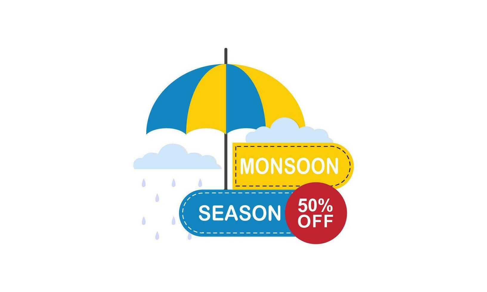 Monsoon mega sale banner template vector