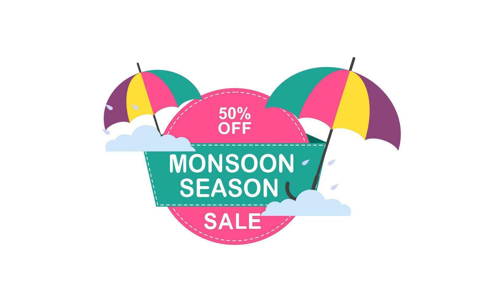 Monsoon mega sale banner template vector