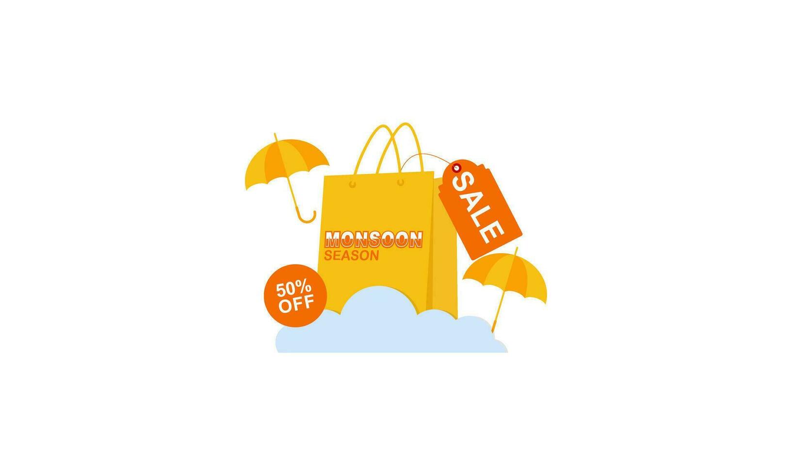 Monsoon mega sale banner template vector