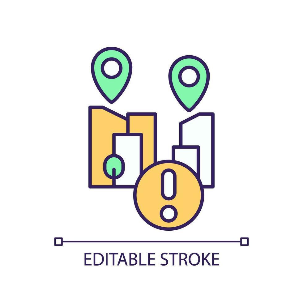 2D editable infrastructure deficiency icon representing agricultural clusters, isolated vector, thin linear illustration. vector