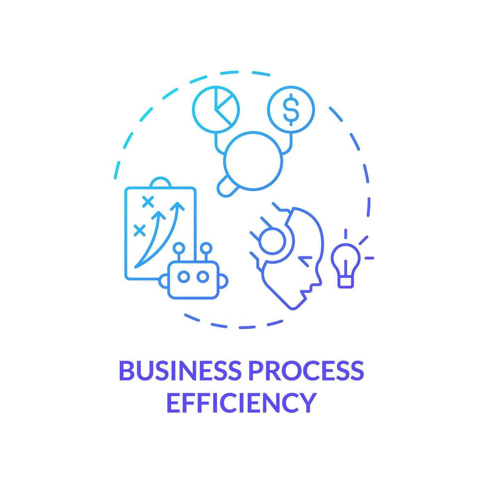 2D gradient business process efficiency icon, creative isolated vector, thin line blue illustration representing cognitive computing. vector