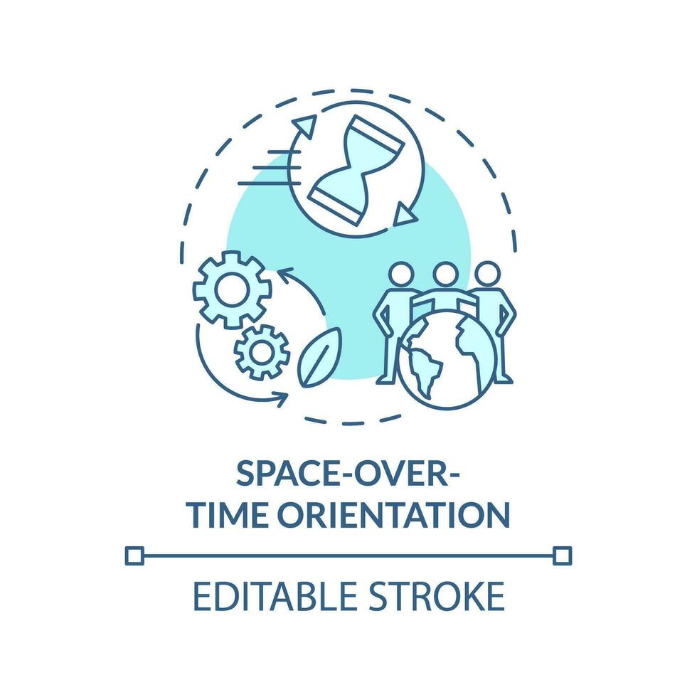 2D editable blue space over time orientation icon, monochromatic isolated vector, thin line illustration representing environmental psychology. vector