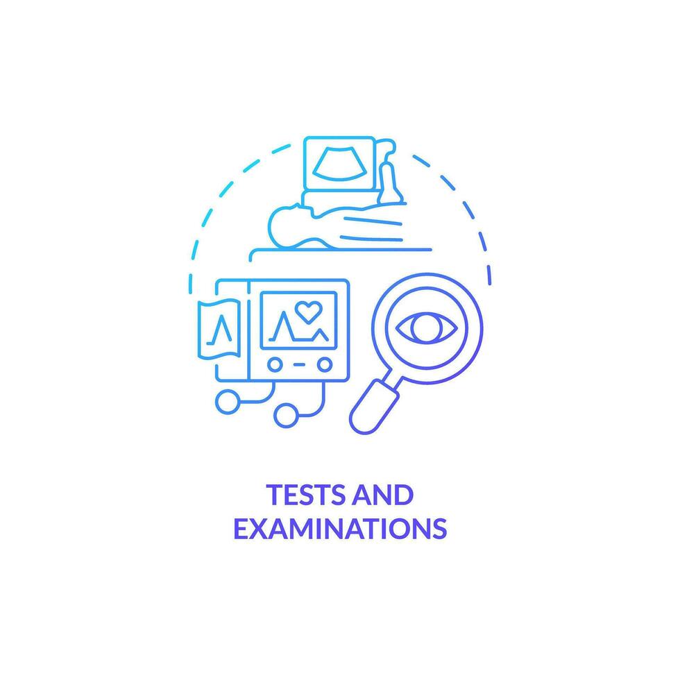 2D gradient tests and examinations icon, simple isolated vector, thin line blue illustration representing cell therapy. vector