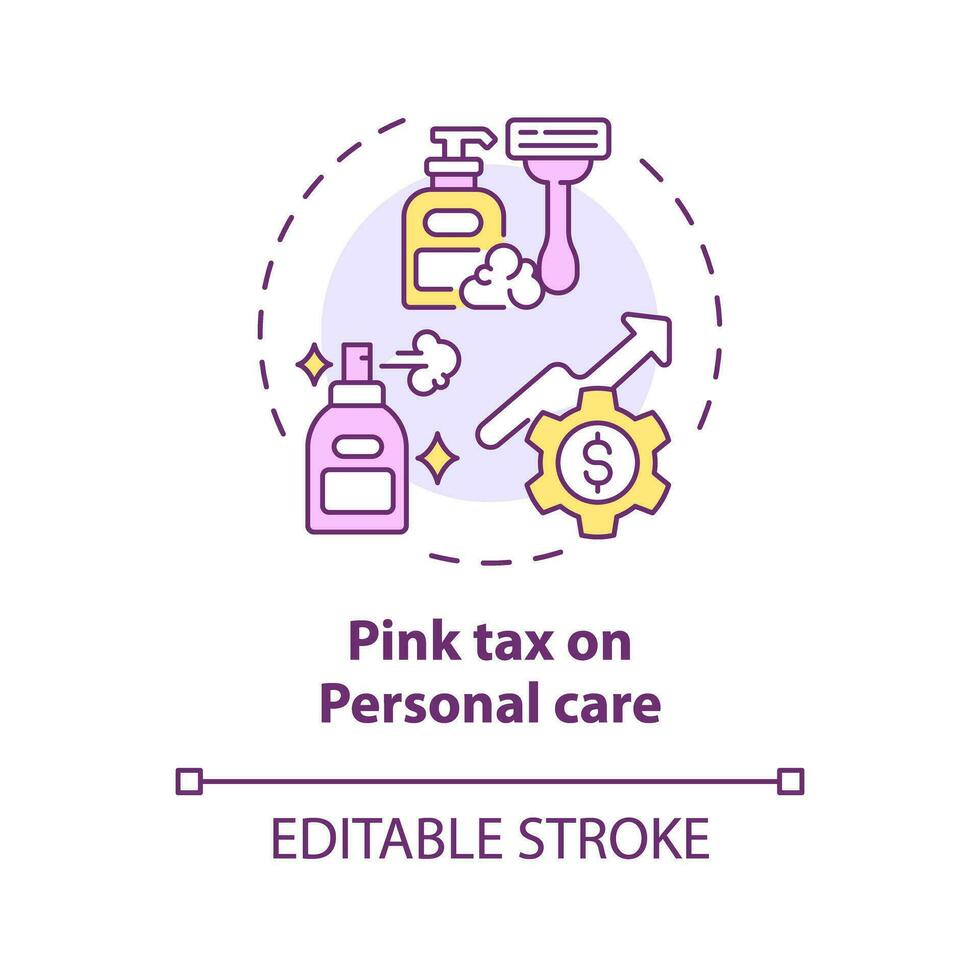 2D editable multicolor icon, simple isolated vector, thin line illustration representing pink tax. vector