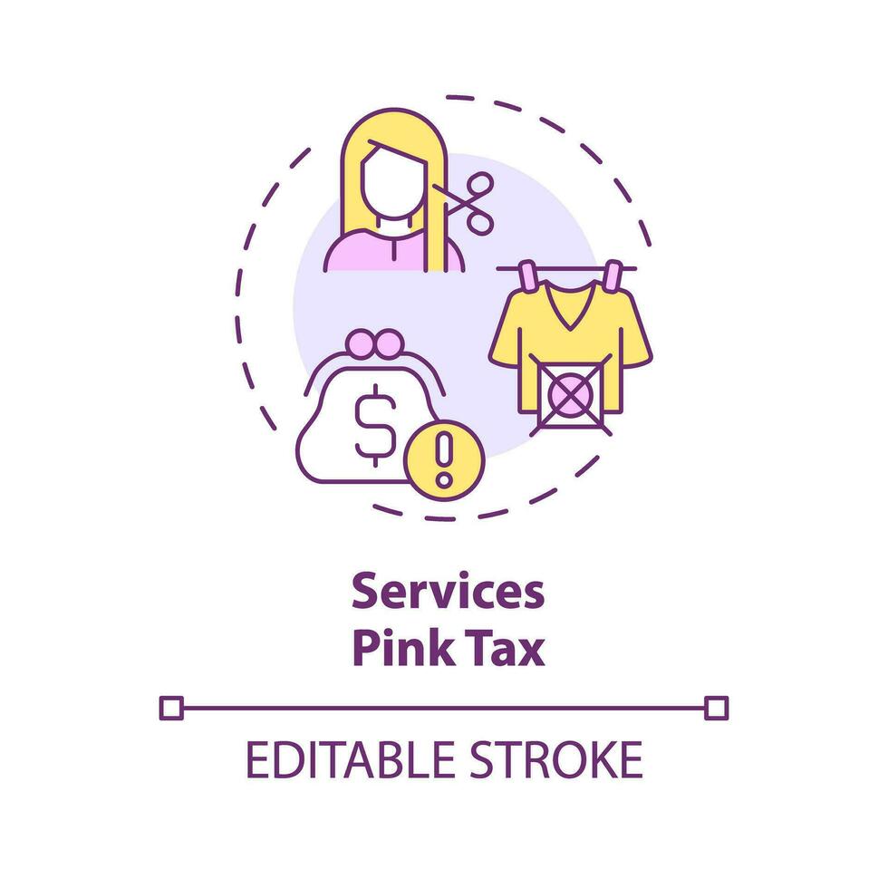 2D editable multicolor icon, simple isolated vector, thin line illustration representing pink tax. vector