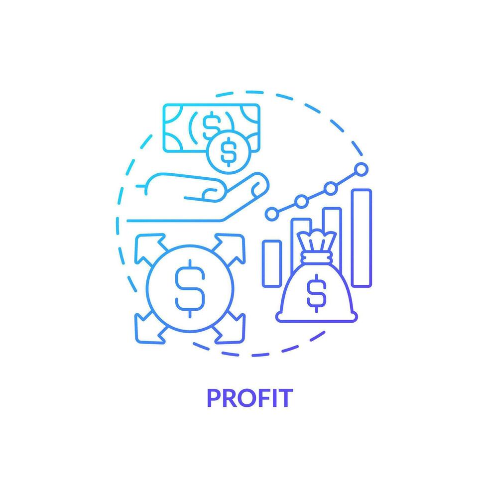 2D gradient profit icon, simple isolated vector, blue thin line illustration representing cash flow management. vector