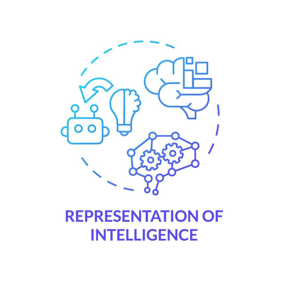 2D gradient representation of intelligence icon, creative isolated vector, thin line blue illustration representing cognitive computing. vector