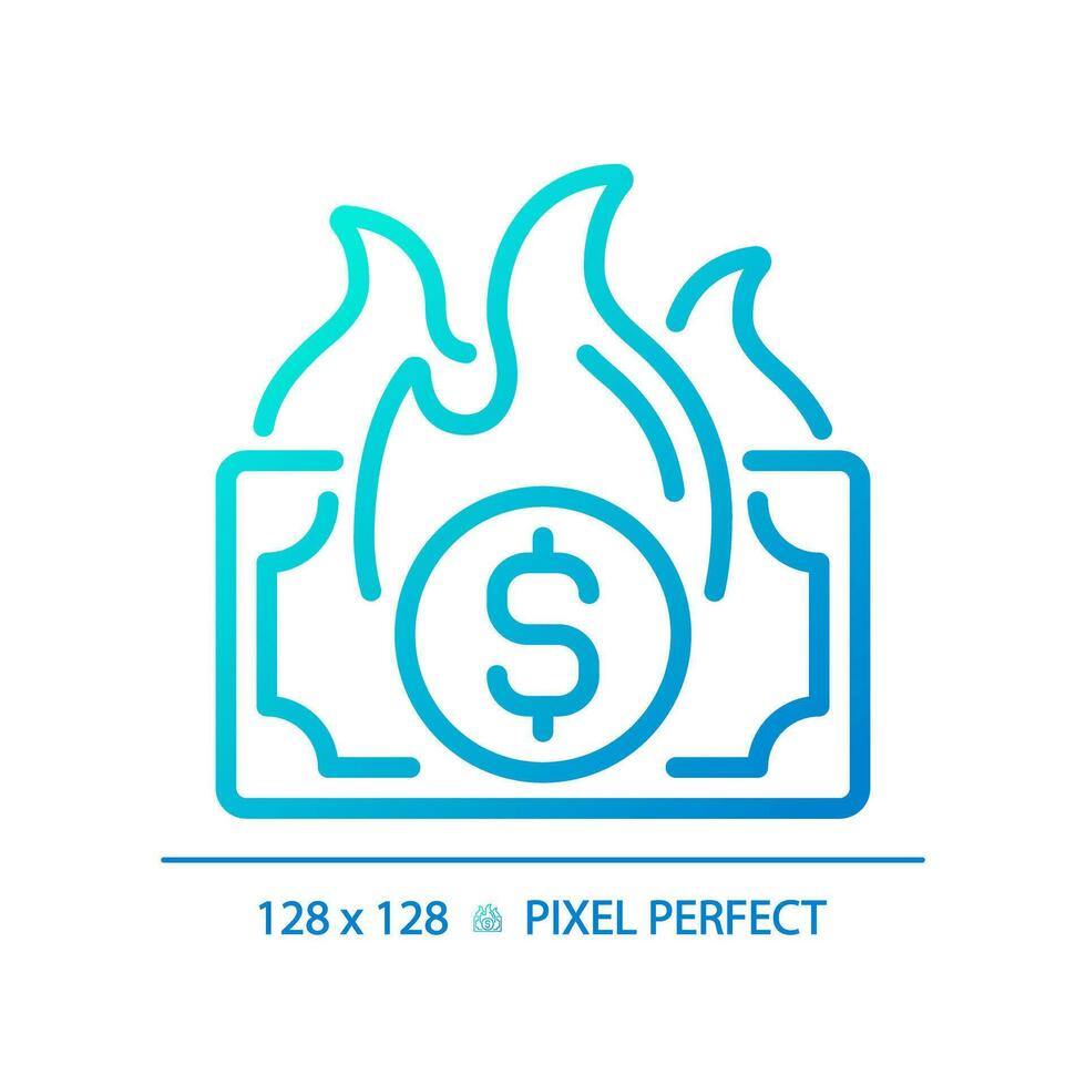 2D pixel perfect gradient inflation icon, isolated vector, thin line blue illustration representing economic crisis. vector