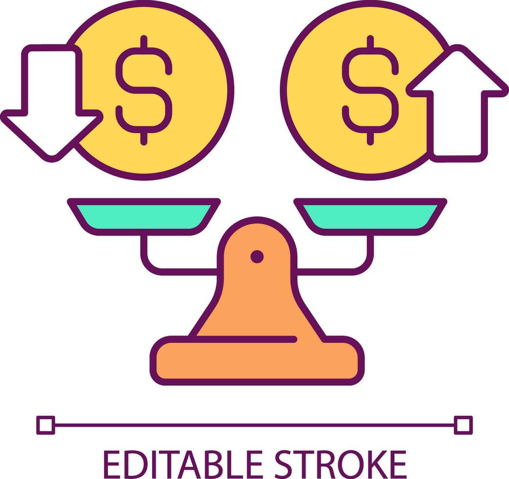 2D simple editable net cash flow icon representing cash flow management, isolated vector, thin line illustration. vector