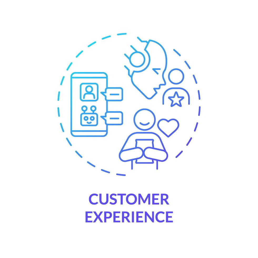 2D gradient customer experience icon, creative isolated vector, thin line blue illustration representing cognitive computing. vector