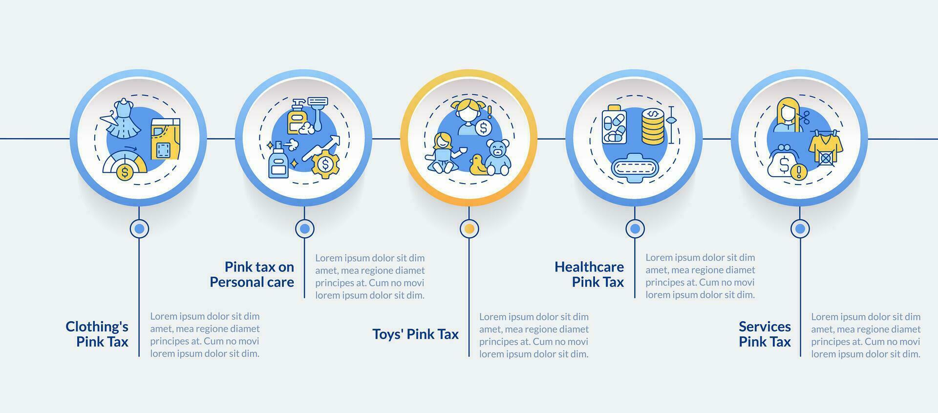 2D pink tax vector infographics template with creative thin line icons, data visualization with 5 steps, multicolor process timeline chart.