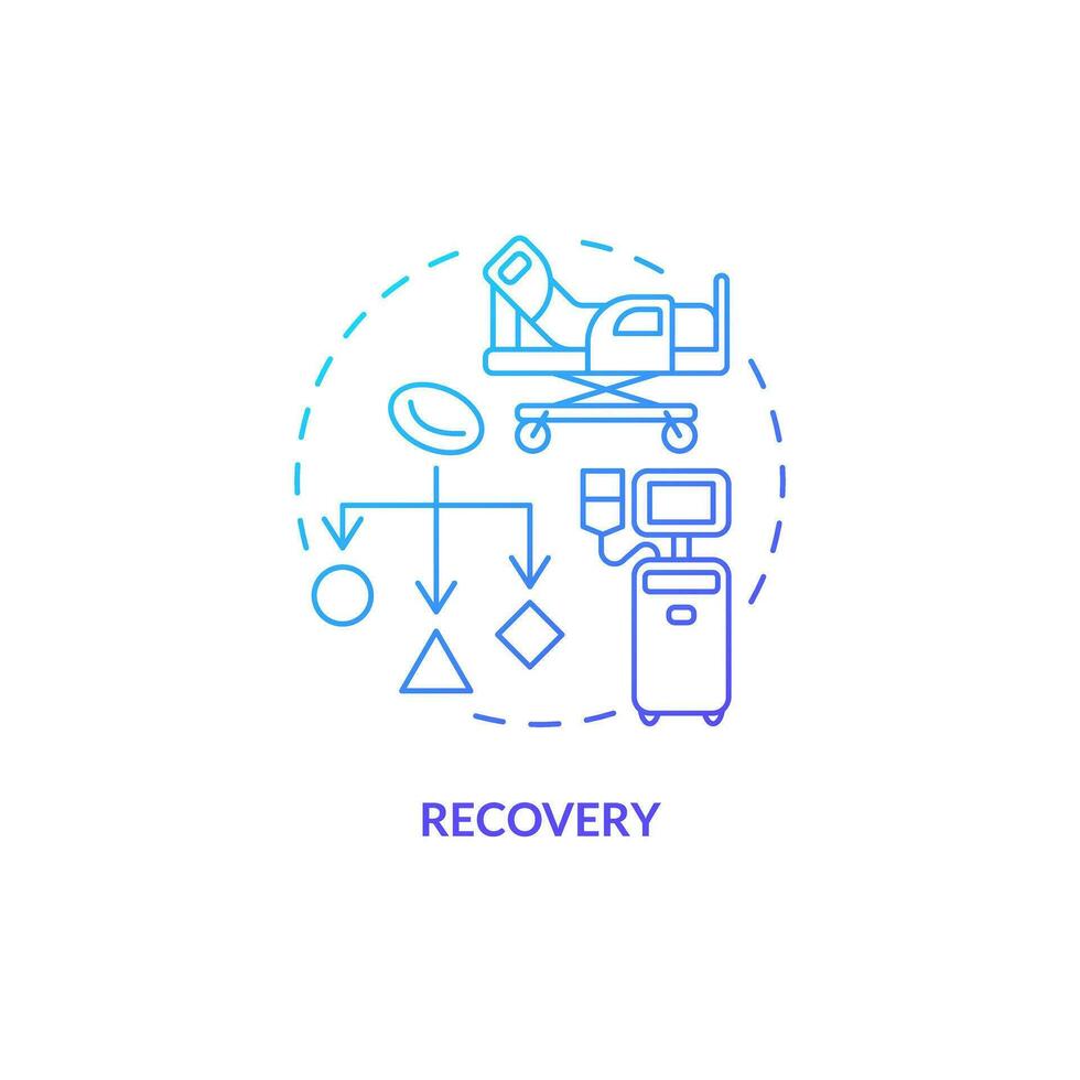 2D gradient recovery icon, simple isolated vector, thin line blue illustration representing cell therapy. vector