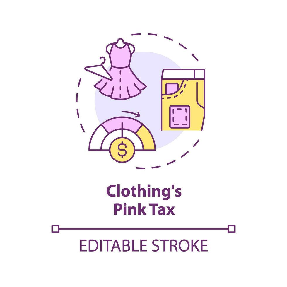 2D editable multicolor icon, simple isolated vector, thin line illustration representing pink tax. vector