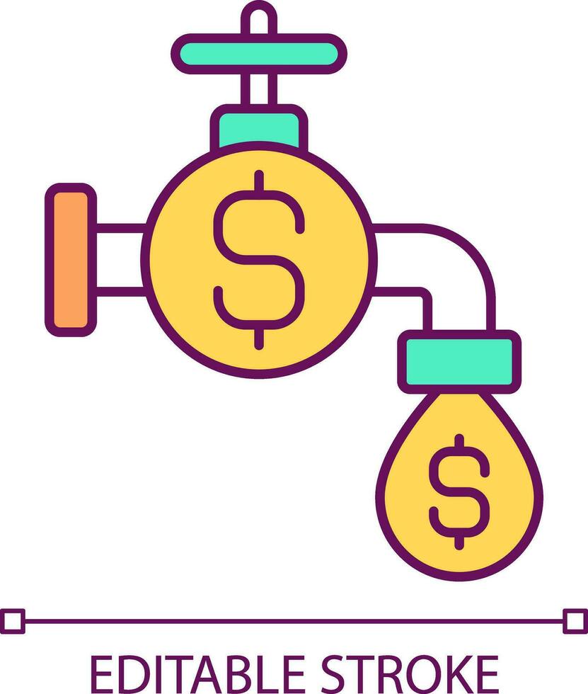 2D simple editable icon representing cash flow, isolated vector, thin line illustration. vector