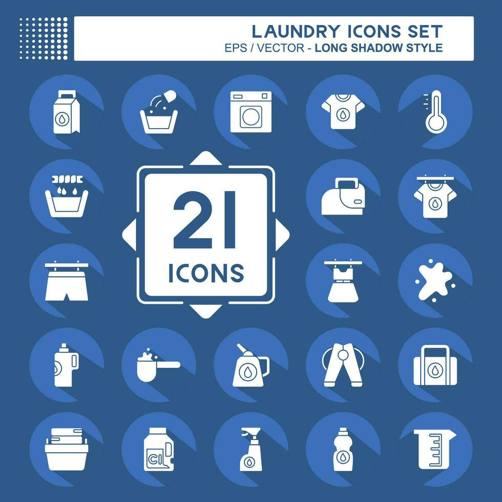 Icon Set Laundry. related to Cleaning symbol. long shadow style. simple design editable. simple illustration vector