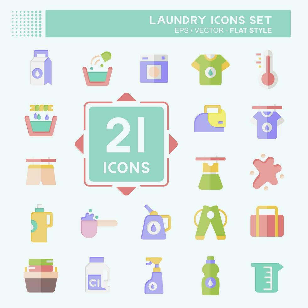 Icon Set Laundry. related to Cleaning symbol. flat style. simple design editable. simple illustration vector