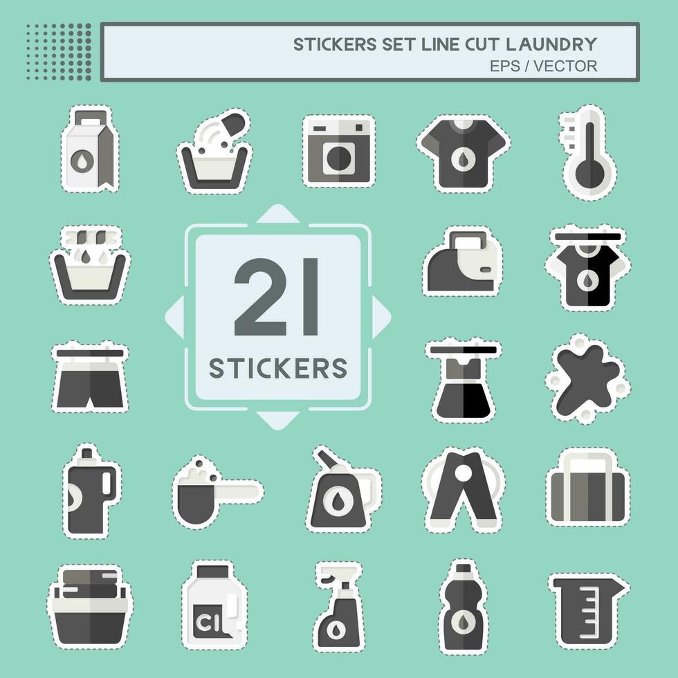 Sticker line cut Set Laundry. related to Cleaning symbol. simple design editable. simple illustration vector