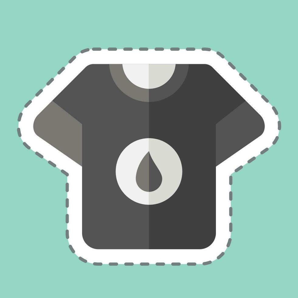 pegatina línea cortar camiseta mancha. relacionado a lavandería símbolo. sencillo diseño editable. sencillo ilustración vector
