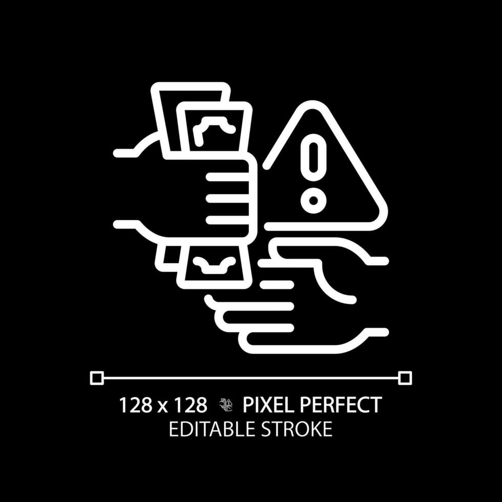 2D pixel perfect editable white corruption icon, isolated vector, thin line illustration representing economic crisis. vector