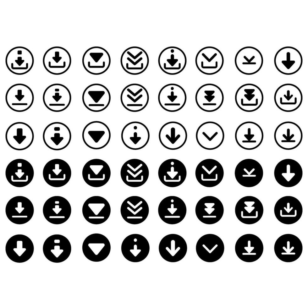 Download icon vector set. Upload button illustration collection. Load symbol or logo.