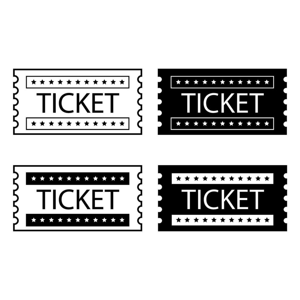 Ticket vector icon set. Movie or theatre coupon illustration sign collection.