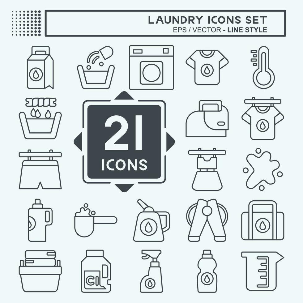 Icon Set Laundry. related to Cleaning symbol. line style. simple design editable. simple illustration vector