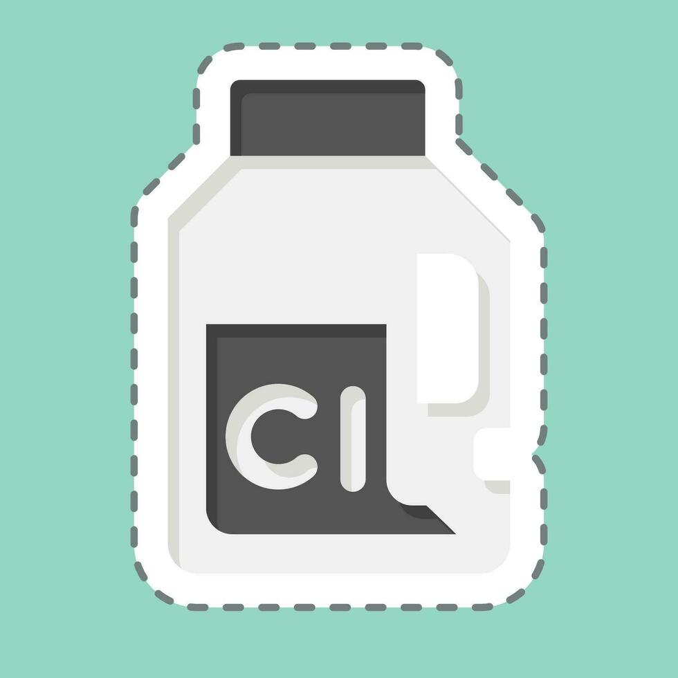 pegatina línea cortar cloro. relacionado a lavandería símbolo. sencillo diseño editable. sencillo ilustración vector