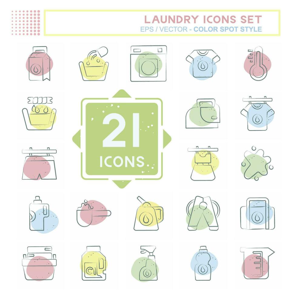 Icon Set Laundry. related to Cleaning symbol. Color Spot Style. simple design editable. simple illustration vector