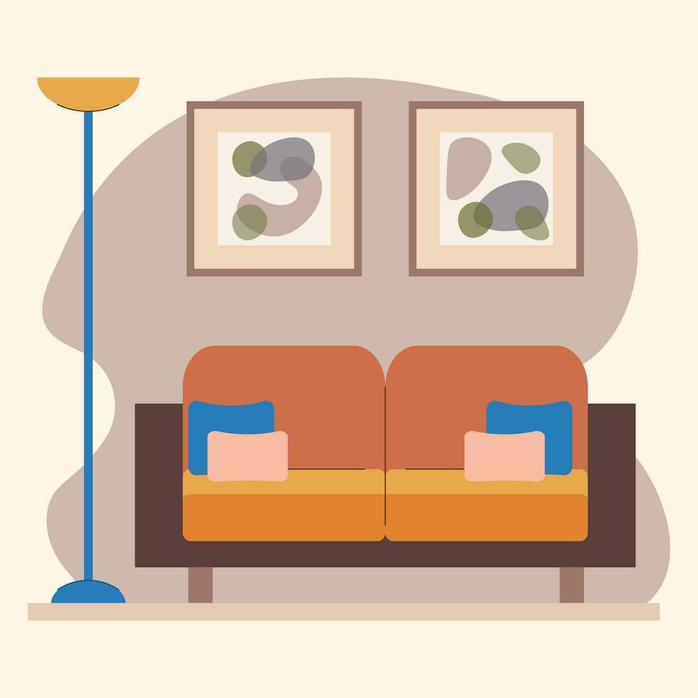 Living room interior in flat style vector