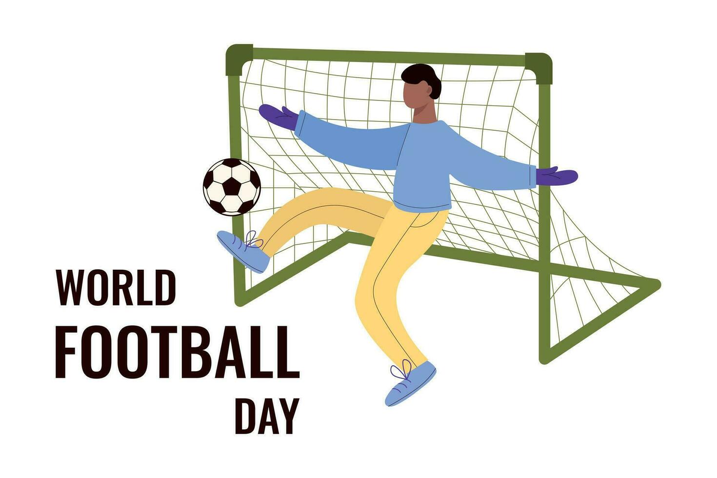 World football day poster with soccer player and ball. Vector illustration.