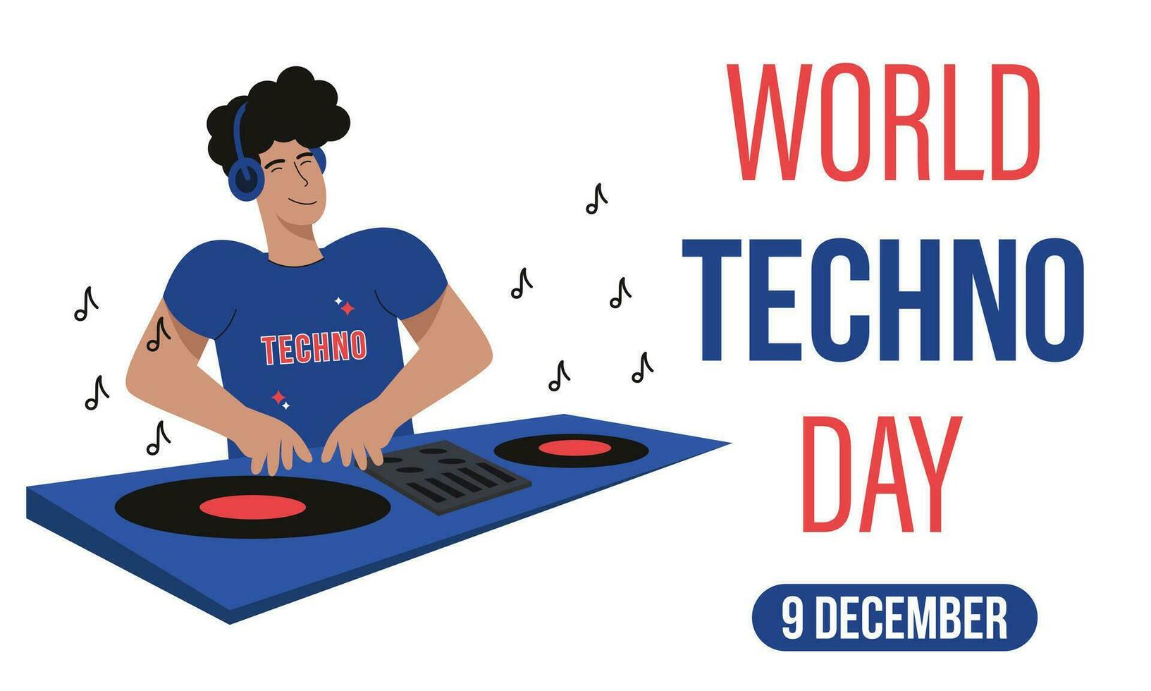 World Techno Day. Holiday concept. Illustration for posters, banners, billboards, announcements, advertising, websites. vector
