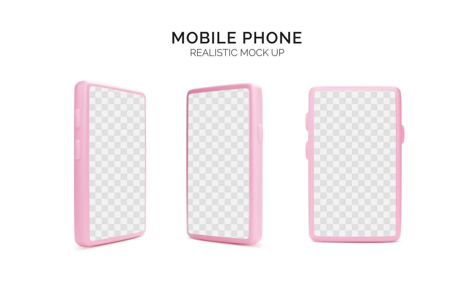 móvil teléfono realista burlarse de arriba. 3d hacer teléfono inteligente rosado teléfono modelo con vacío pantalla aislado en blanco antecedentes. vector ilustración