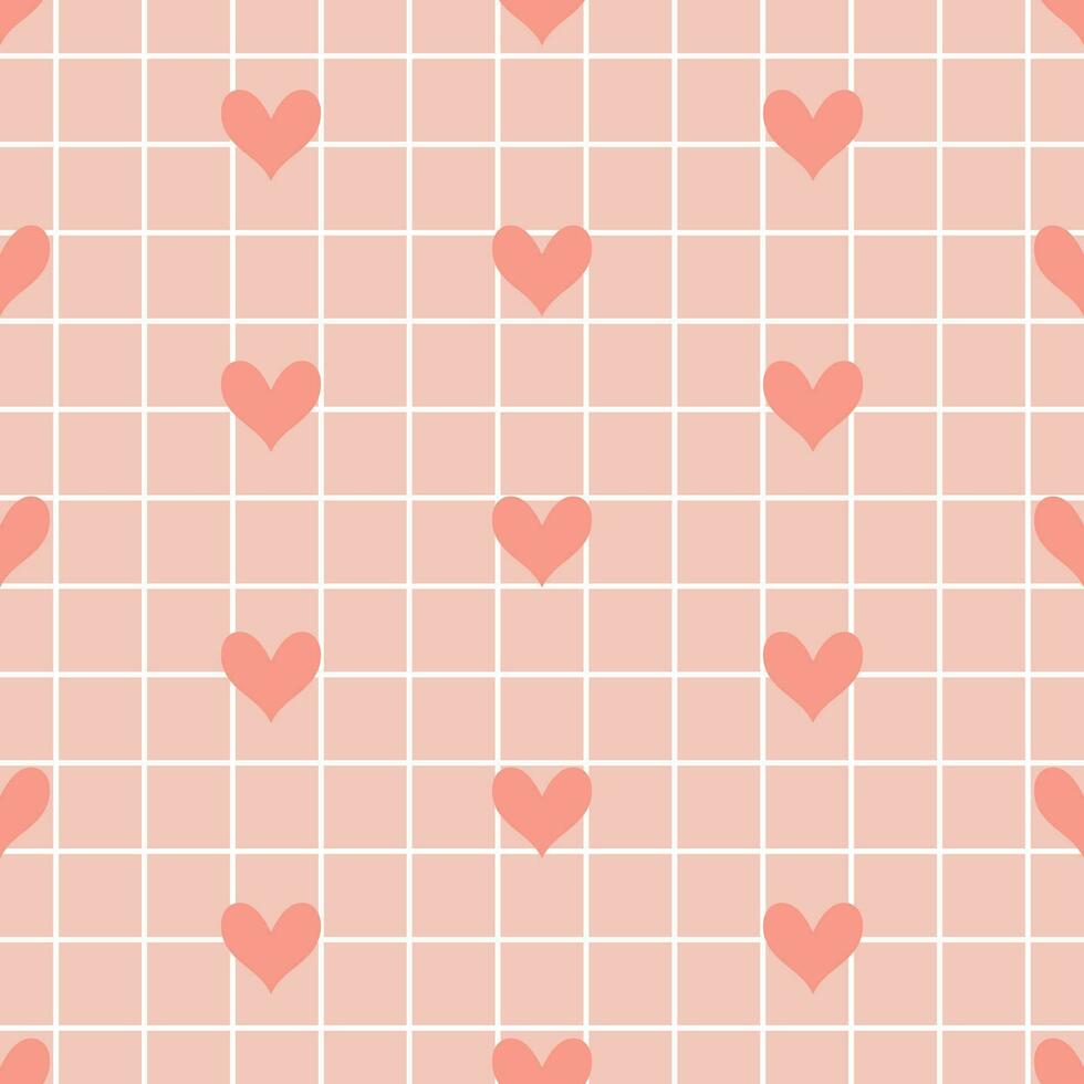 sin costura modelo con pequeño corazones en un a cuadros antecedentes. el rosado antecedentes para el día de S t. enamorado, el día de amantes vector