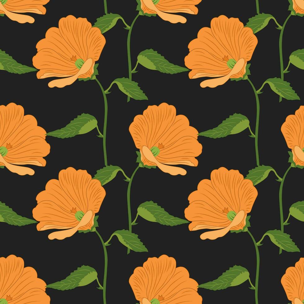 sin costura patrón, naranja lirio flores en un oscuro antecedentes. lujo fondo, vector