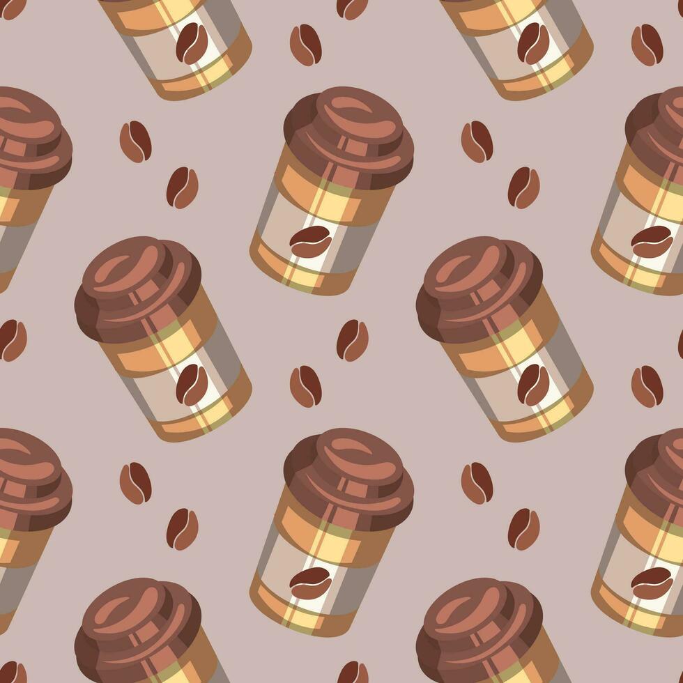 sin costura patrón, lentes con café y batidos en un beige antecedentes. fondo, bebidas, vector