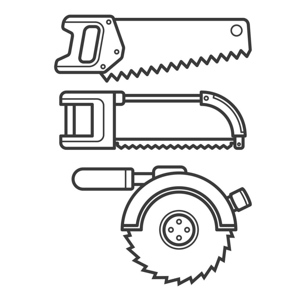 carpentry tools daily house repair vector art design outline line art