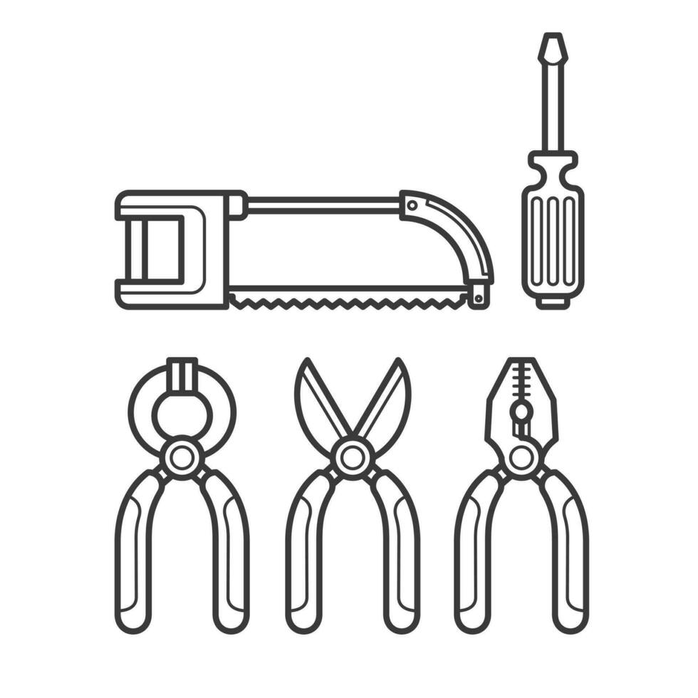 carpentry tools daily house repair vector art design outline line art