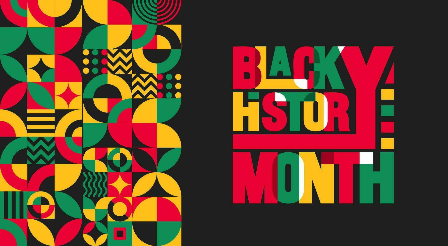 Black history month colorful lettering typography with Neo geometric seamless pattern background. Juneteenth Independence Day. Kwanzaa. Celebrated February in united state and Canada. vector