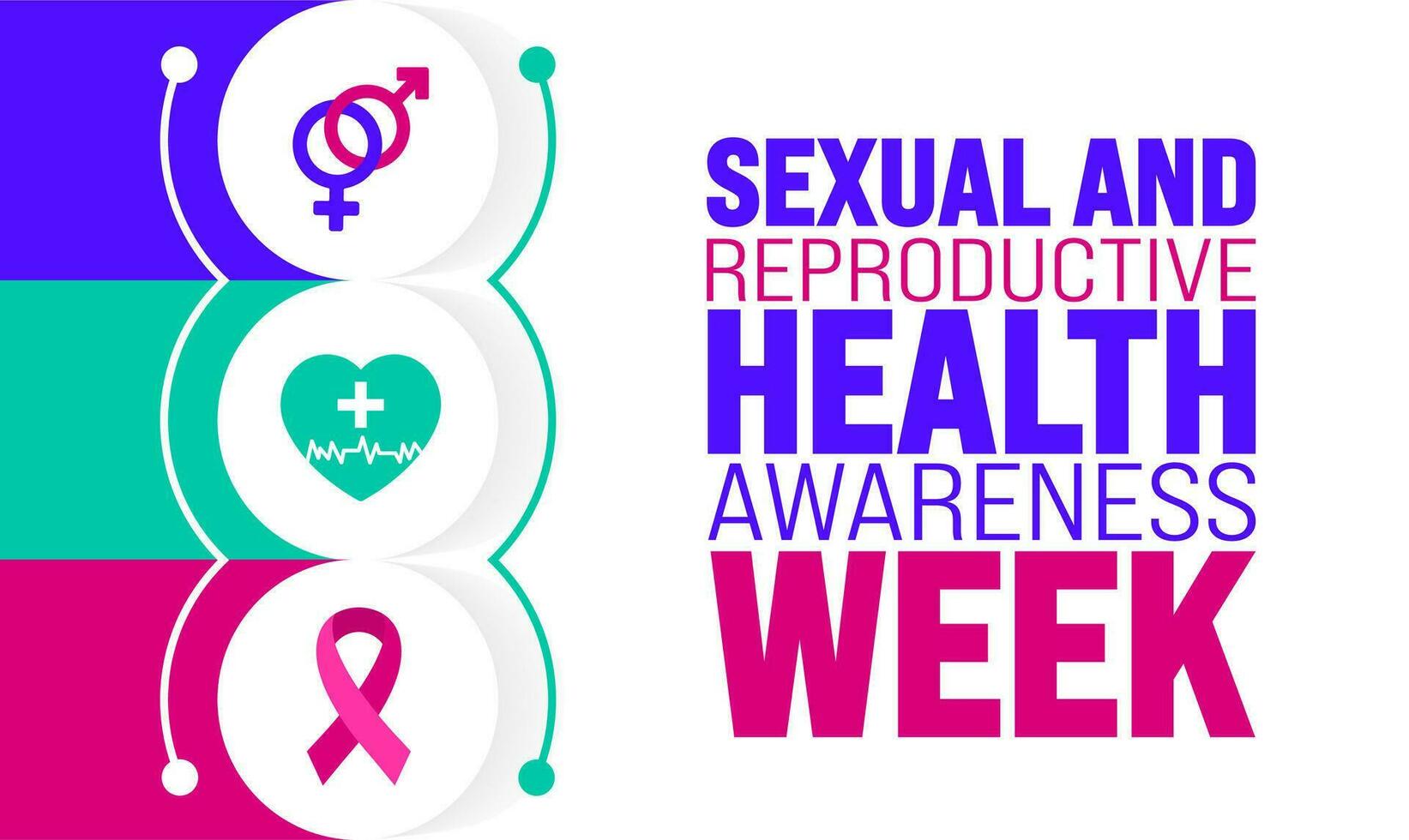 February is Sexual and reproductive health awareness week background template. Holiday concept. background, banner, placard, card, and poster design template with text inscription and standard color. vector