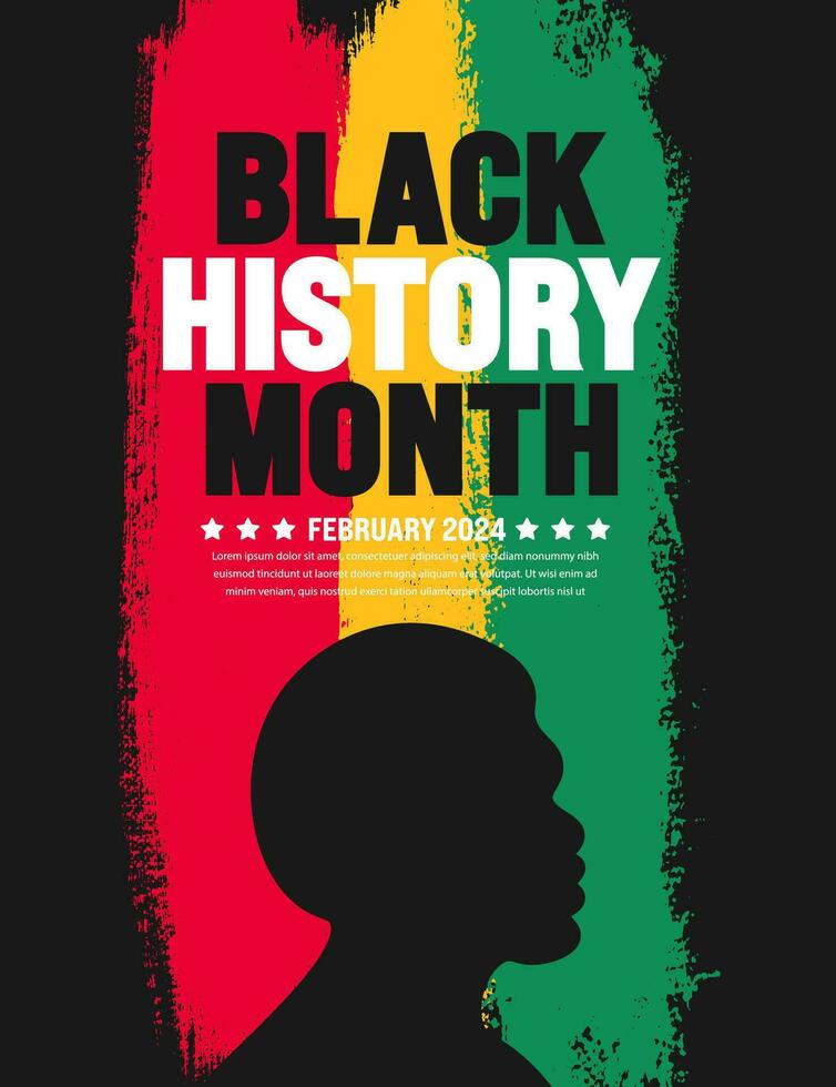 African American Black history month colorful lettering typography with ink paint brush stroke and African man portrait background. Celebrated February in united state and Canada. Juneteenth vector