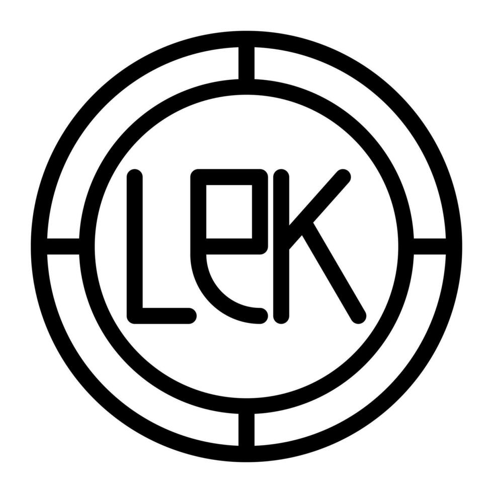 Lek Albania coin icon. Outline LEK coin vector icon for web design isolated on white background