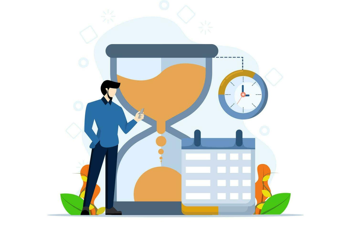 Planning schedule concept. characters make work planning, business and organizational tasks, fill out checklists, make schedules using a calendar. White background flat vector illustration.