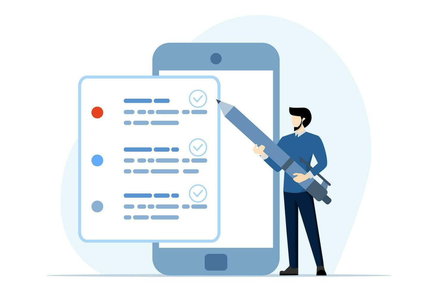 Planning schedule concept. characters make work planning, business and organizational tasks, fill out checklists, make schedules using a calendar. White background flat vector illustration.