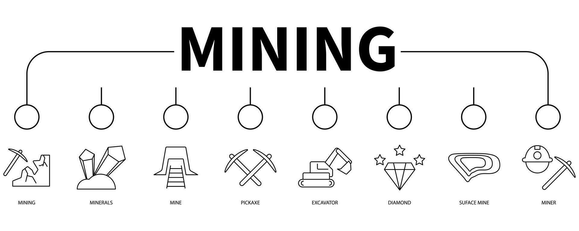 minería bandera web icono vector ilustración concepto